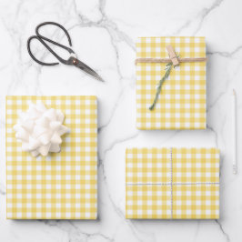 Sunshine Yellow Gingham Check Pattern Inpakpapier Vel