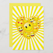 Sunshine Yellow Happy Smile Faces Rave Party Kaart (Voorkant / Achterkant)