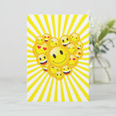 Sunshine Yellow Happy Smile Faces Rave Party Kaart (Staand voorkant)