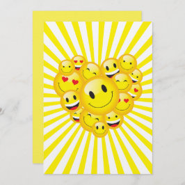 Sunshine Yellow Happy Smile Faces Rave Party Kaart