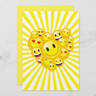 Sunshine Yellow Happy Smile Faces Rave Party Kaart