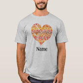 Sunshine Yellow Oranje Mandala Heart Gepersonalise T-shirt (Voorkant)