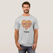Sunshine Yellow Oranje Mandala Heart Gepersonalise T-shirt (Voorkant volledig)