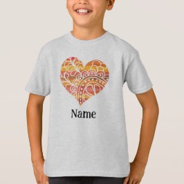 Sunshine Yellow Oranje Mandala Heart Gepersonalise T-shirt
