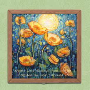 Sunshine Yellow Poppies Print Foto Afdruk