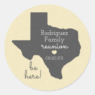 Sunshine Yellow State of Texas Family Reunion Ronde Sticker
