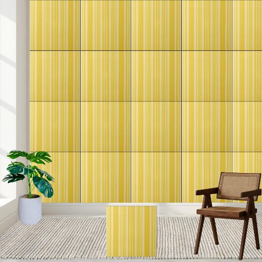 Sunshine Yellow Stripe Keramische Tegel Style 2 Tegeltje