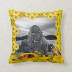 Sunshine Yellow Sunflower Foto Lijst Kussen