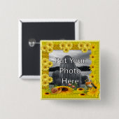 Sunshine Yellow Sunflower Foto Lijst Vierkante Button 5,1 Cm (Voorkant /achterkant)