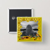 Sunshine Yellow Sunflower Foto Lijst Vierkante Button 5,1 Cm (Voorkant /achterkant)
