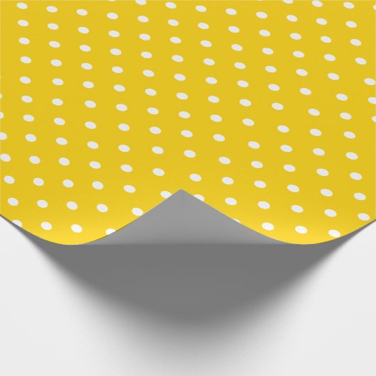 Sunshine Yellow | Wappapier met witte poka-dot Cadeaupapier (Hoek)