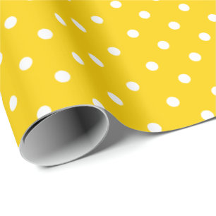 Sunshine Yellow   Wappapier met witte poka-dot Cadeaupapier