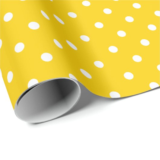 Sunshine Yellow | Wappapier met witte poka-dot Cadeaupapier (Rol Hoek)