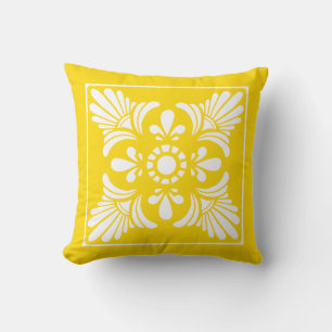 Sunshine Yellow White Fleur De Lis Decoratief Kussen