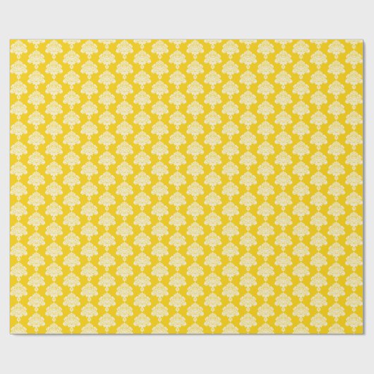 Sunshine Yellow | Wit Damast inpakpapier (Vlak)