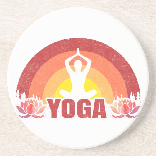 Sunshine Yoga Yogi Lotus Flower Zandsteen Onderzetter (Voorkant)