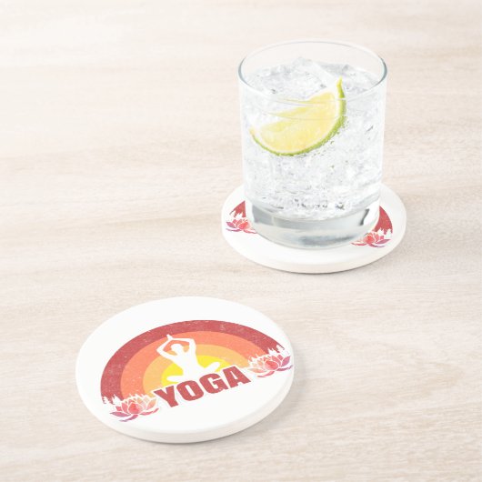 Sunshine Yoga Yogi Lotus Flower Zandsteen Onderzetter (Zijkant)