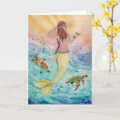 Sunshine Zee Mermaid wenskaart van Renee Kaart (Gele Bloem)