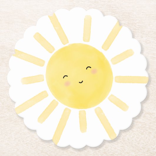 Sunshine, zon minimalistisch verjaardagsfeest kartonnen onderzetters (Voorkant)