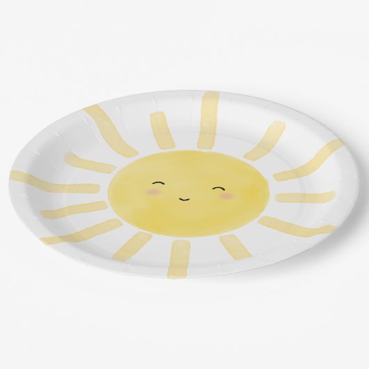 Sunshine, zon minimalistisch verjaardagsfeest papieren bordje (Gekanteld)