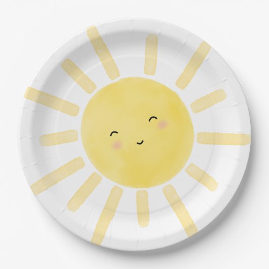 Sunshine, zon minimalistisch verjaardagsfeest papieren bordje (Voorkant)