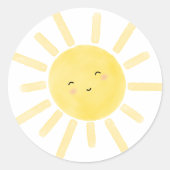 Sunshine, zon minimalistisch verjaardagsfeest ronde sticker (Voorkant)