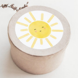 Sunshine, zon minimalistisch verjaardagsfeest ronde sticker
