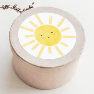 Sunshine, zon minimalistisch verjaardagsfeest ronde sticker