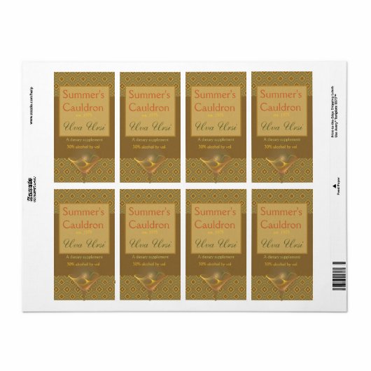 Suntini Glass Apothecary Label (Full Sheet)