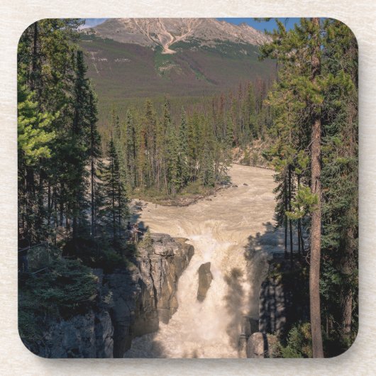 Sunwapta Herfsten, Watervalfotografie Bier Onderzetter (Voorkant)