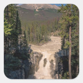 Sunwapta Riviercascade Vierkante Sticker (Voorkant)