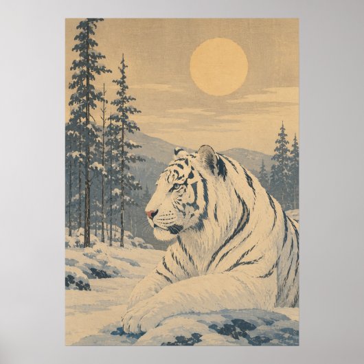 Sunward II — Witte Tijger in de Winter Poster (Voorkant)