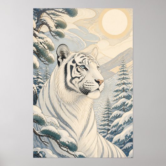 Sunward II — Witte Tijger in Winter Poster (Voorkant)