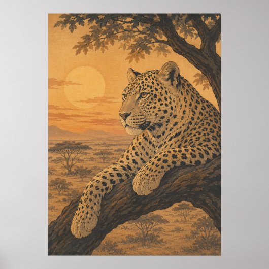Sunward III — Luipaard bij zonsondergang Poster (Voorkant)