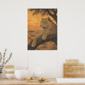Sunward III — Luipaard bij zonsondergang Poster (Keuken)