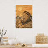 Sunward IV — Leeuw bij zonsondergang Poster (Keuken)