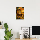 Sunward IV — Leeuw bij zonsondergang Poster (Thuiskantoor)