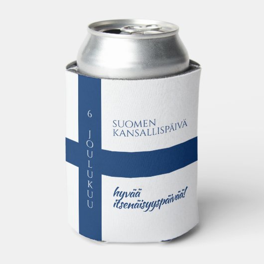 Suomen Kansallispäivä Finse nationale dag vlag Blikjeskoeler (Blikje Voorkant)