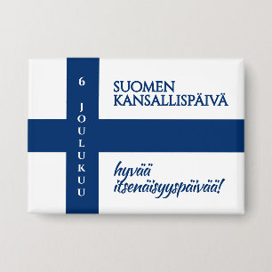 Suomen Kansallispäivä Finse nationale dag vlag Button