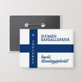 Suomen Kansallispäivä Finse nationale dag vlag Button (Voorkant / Achterkant)