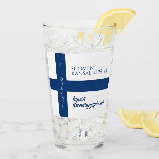 Suomen Kansallispäivä Finse nationale dag vlag Glas (Achterkant ijs)