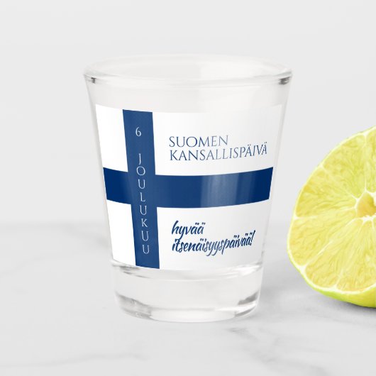 Suomen Kansallispäivä Finse nationale dag vlag Shot Glas (Voorkant)