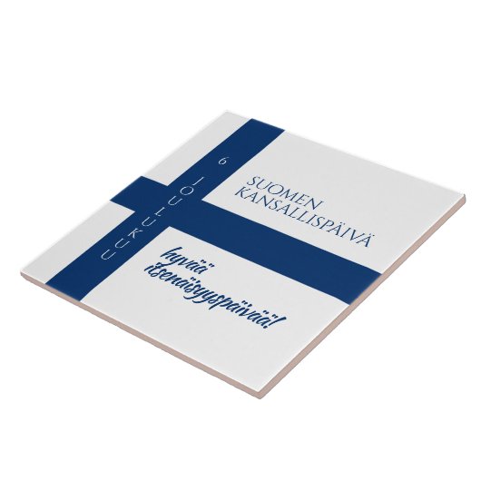 Suomen Kansallispäivä Finse nationale dag vlag Tegeltje (Zijkant)