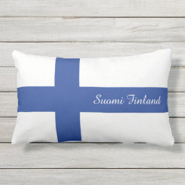 SUOMI FINLAND, aangepaste tekstvlaggenkussen Buitenkussen