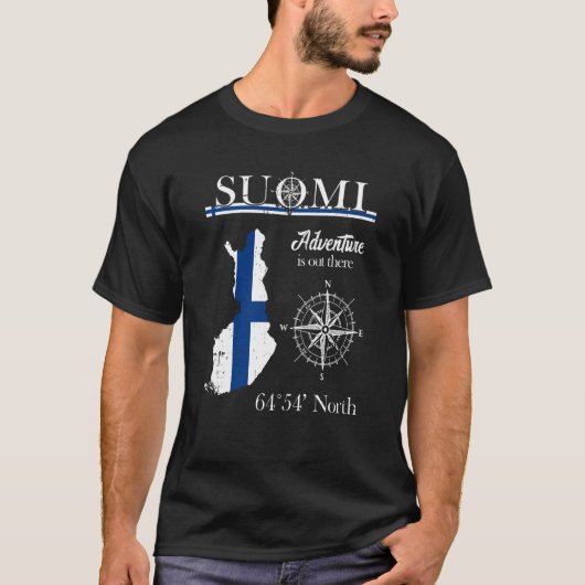 Suomi Finland Adventure Is Out There Finnish Flag T-shirt (Voorkant)