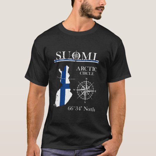 Suomi Finland Arctic Circular Adventure Finse vlag T-shirt (Voorkant)