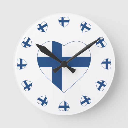 SUOMI FINLAND HEART SHAPE FLAG RONDE KLOK (Voorkant)