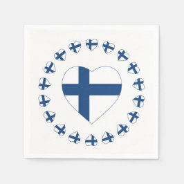 SUOMI FINLAND HEART SHAPE FLAG SERVETTEN