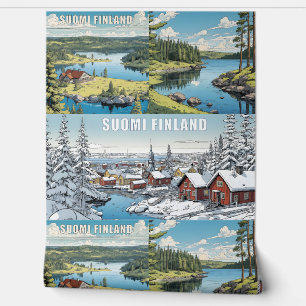Suomi Finland Natuur Illustraties Behang