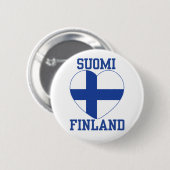 SUOMI FINLAND-toets Ronde Button 5,7 Cm (Voorkant /achterkant)